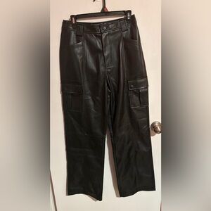 NWOT Rock & Republic Black Vegan Faux Fur Leather Cargo Pants
